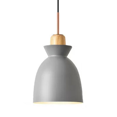 Gray/White Bell Shade Pendant Ceiling Lamp Contemporary Style Metallic 1 Bulb Indoor Hanging Lamp Grey Clearhalo 'Ceiling Lights' 'Modern Pendants' 'Modern' 'Pendant Lights' 'Pendants' Lighting' 5868