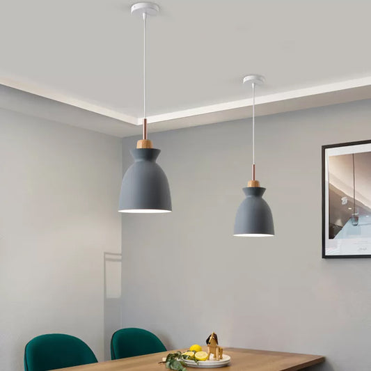 Gray/White Bell Shade Pendant Ceiling Lamp Contemporary Style Metallic 1 Bulb Indoor Hanging Lamp Clearhalo 'Ceiling Lights' 'Modern Pendants' 'Modern' 'Pendant Lights' 'Pendants' Lighting' 5870