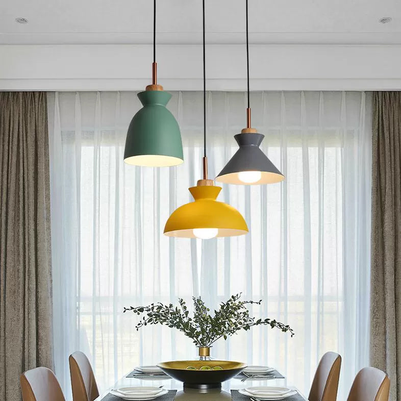 Gray/White Bell Shade Pendant Ceiling Lamp Contemporary Style Metallic 1 Bulb Indoor Hanging Lamp Clearhalo 'Ceiling Lights' 'Modern Pendants' 'Modern' 'Pendant Lights' 'Pendants' Lighting' 5872