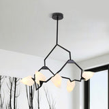 5/8 Lights Dining Room Chandelier Lamp with Branching Design Plastic Shade Modern Style Black/Gold Ceiling Lighting 5 Black Clearhalo 'Ceiling Lights' 'Chandeliers' 'Modern Chandeliers' 'Modern' Lighting' 597288