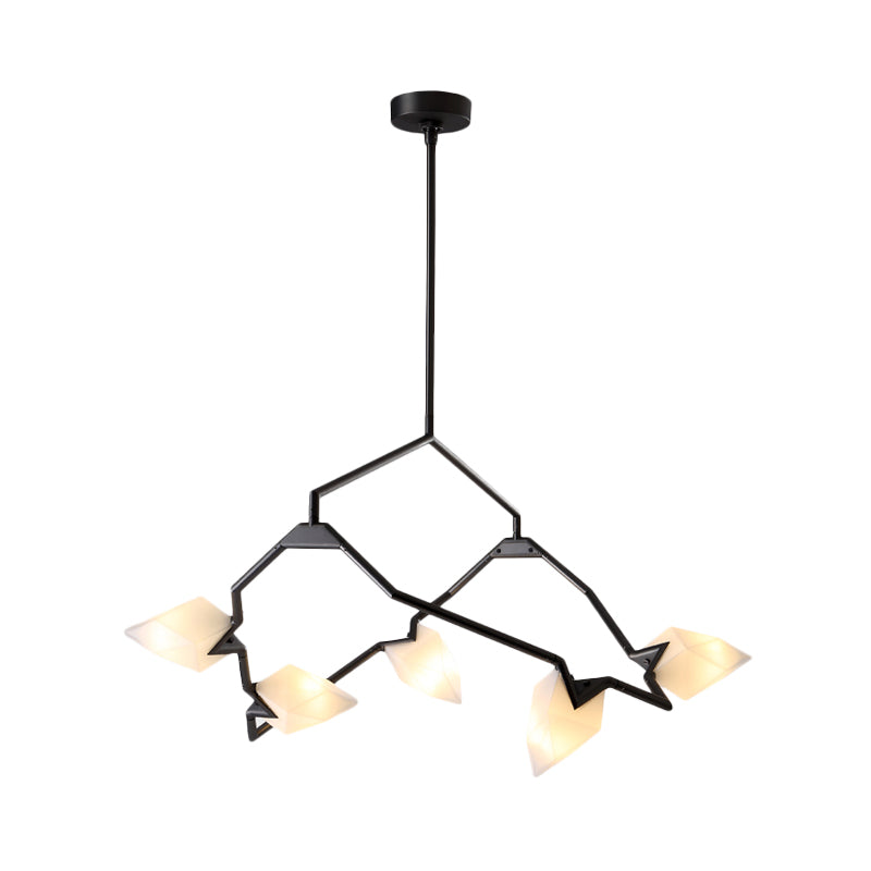 5/8 Lights Dining Room Chandelier Lamp with Branching Design Plastic Shade Modern Style Black/Gold Ceiling Lighting Clearhalo 'Ceiling Lights' 'Chandeliers' 'Modern Chandeliers' 'Modern' Lighting' 597290