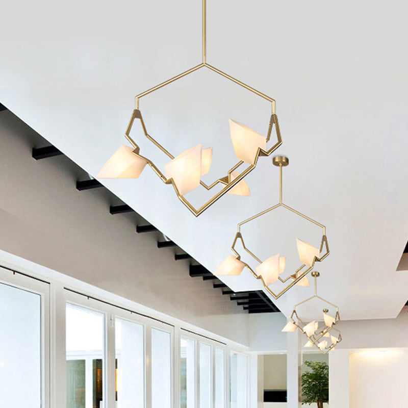 5/8 Lights Dining Room Chandelier Lamp with Branching Design Plastic Shade Modern Style Black/Gold Ceiling Lighting Clearhalo 'Ceiling Lights' 'Chandeliers' 'Modern Chandeliers' 'Modern' Lighting' 597293