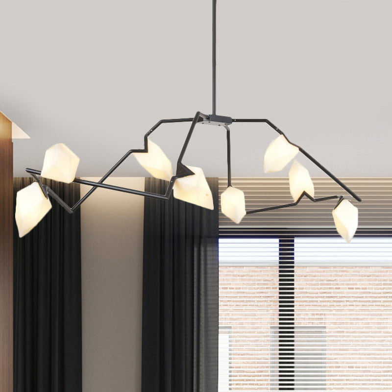 5/8 Lights Dining Room Chandelier Lamp with Branching Design Plastic Shade Modern Style Black/Gold Ceiling Lighting 8 Black Clearhalo 'Ceiling Lights' 'Chandeliers' 'Modern Chandeliers' 'Modern' Lighting' 597295