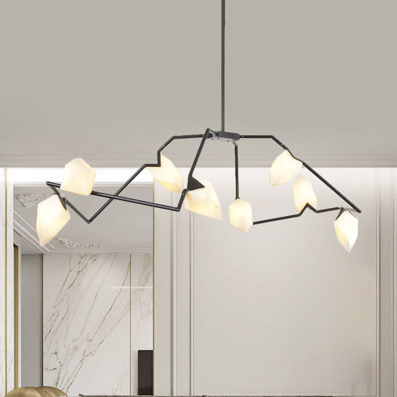 5/8 Lights Dining Room Chandelier Lamp with Branching Design Plastic Shade Modern Style Black/Gold Ceiling Lighting Clearhalo 'Ceiling Lights' 'Chandeliers' 'Modern Chandeliers' 'Modern' Lighting' 597296