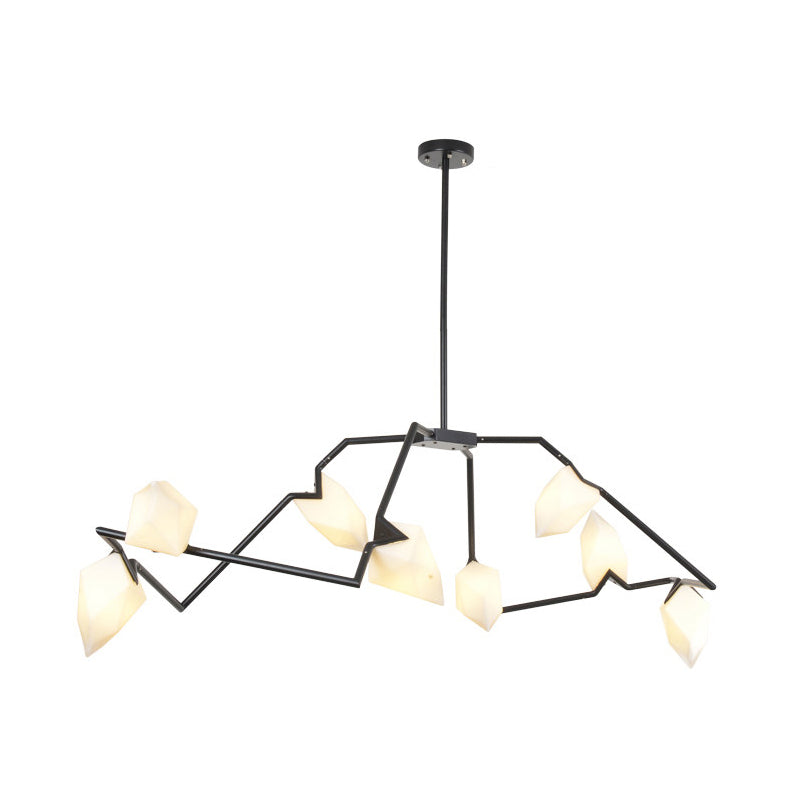 5/8 Lights Dining Room Chandelier Lamp with Branching Design Plastic Shade Modern Style Black/Gold Ceiling Lighting Clearhalo 'Ceiling Lights' 'Chandeliers' 'Modern Chandeliers' 'Modern' Lighting' 597297