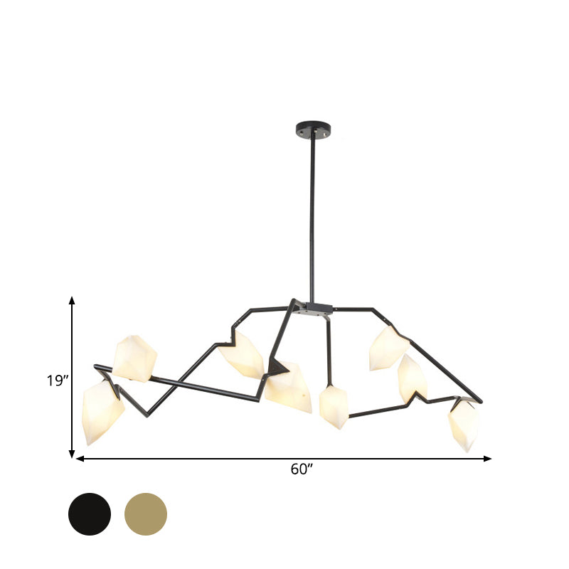 5/8 Lights Dining Room Chandelier Lamp with Branching Design Plastic Shade Modern Style Black/Gold Ceiling Lighting Clearhalo 'Ceiling Lights' 'Chandeliers' 'Modern Chandeliers' 'Modern' Lighting' 597298