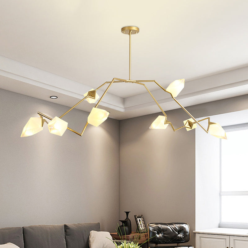 5/8 Lights Dining Room Chandelier Lamp with Branching Design Plastic Shade Modern Style Black/Gold Ceiling Lighting Clearhalo 'Ceiling Lights' 'Chandeliers' 'Modern Chandeliers' 'Modern' Lighting' 597300