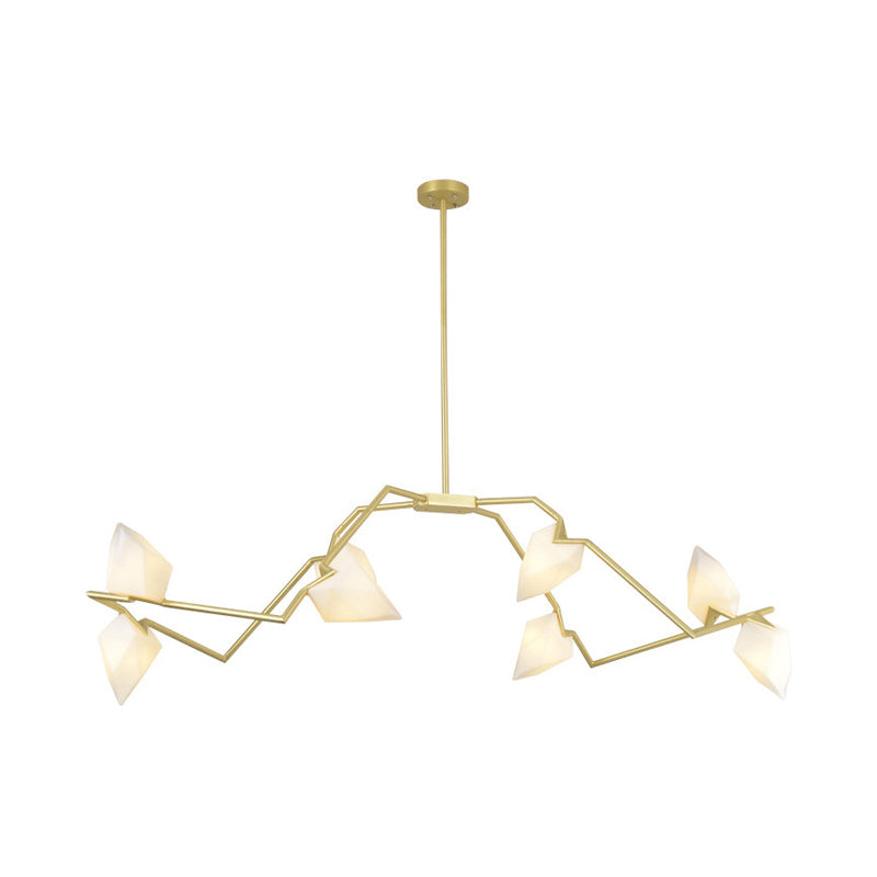 5/8 Lights Dining Room Chandelier Lamp with Branching Design Plastic Shade Modern Style Black/Gold Ceiling Lighting Clearhalo 'Ceiling Lights' 'Chandeliers' 'Modern Chandeliers' 'Modern' Lighting' 597301