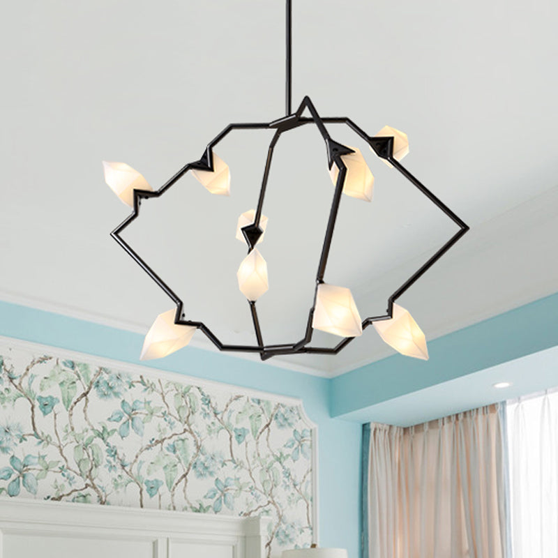 5/8 Lights Dining Room Chandelier Lamp with Branching Design Plastic Shade Modern Style Black/Gold Ceiling Lighting Clearhalo 'Ceiling Lights' 'Chandeliers' 'Modern Chandeliers' 'Modern' Lighting' 597303