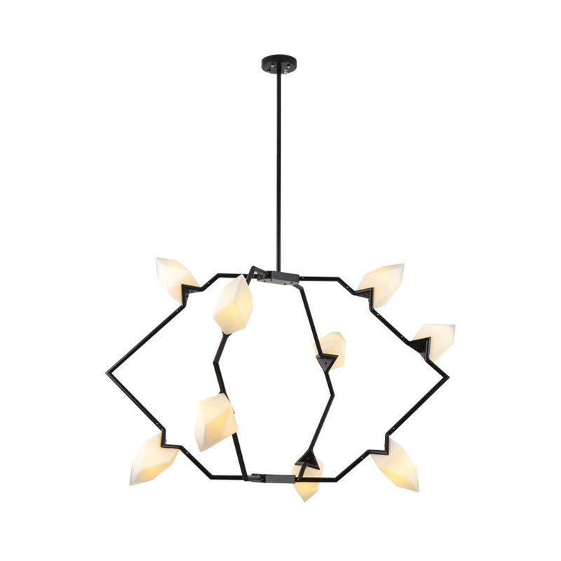 5/8 Lights Dining Room Chandelier Lamp with Branching Design Plastic Shade Modern Style Black/Gold Ceiling Lighting Clearhalo 'Ceiling Lights' 'Chandeliers' 'Modern Chandeliers' 'Modern' Lighting' 597304