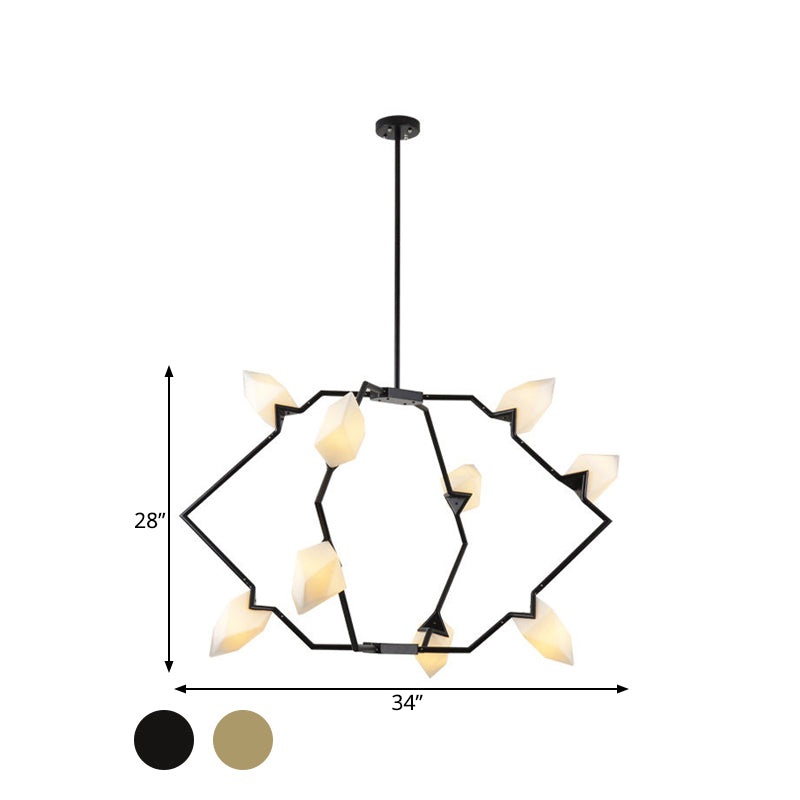 5/8 Lights Dining Room Chandelier Lamp with Branching Design Plastic Shade Modern Style Black/Gold Ceiling Lighting Clearhalo 'Ceiling Lights' 'Chandeliers' 'Modern Chandeliers' 'Modern' Lighting' 597305