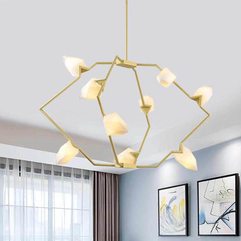 5/8 Lights Dining Room Chandelier Lamp with Branching Design Plastic Shade Modern Style Black/Gold Ceiling Lighting 9 Gold Clearhalo 'Ceiling Lights' 'Chandeliers' 'Modern Chandeliers' 'Modern' Lighting' 597306