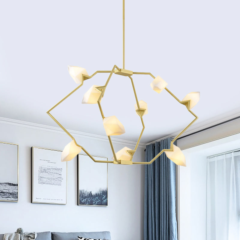 5/8 Lights Dining Room Chandelier Lamp with Branching Design Plastic Shade Modern Style Black/Gold Ceiling Lighting Clearhalo 'Ceiling Lights' 'Chandeliers' 'Modern Chandeliers' 'Modern' Lighting' 597307