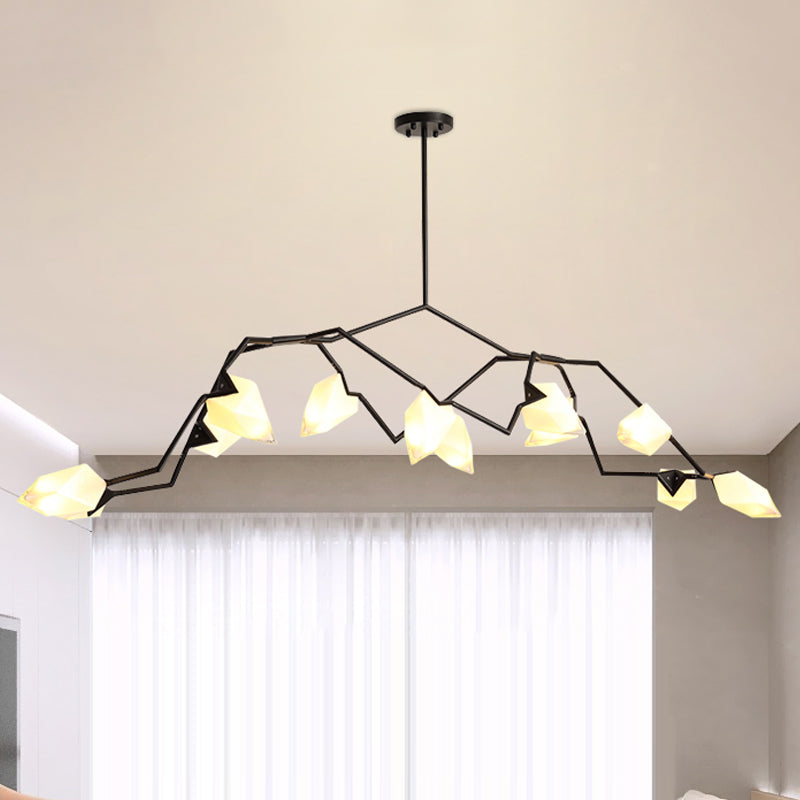 5/8 Lights Dining Room Chandelier Lamp with Branching Design Plastic Shade Modern Style Black/Gold Ceiling Lighting 12 Black Clearhalo 'Ceiling Lights' 'Chandeliers' 'Modern Chandeliers' 'Modern' Lighting' 597309