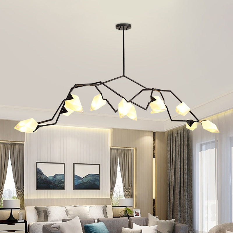 5/8 Lights Dining Room Chandelier Lamp with Branching Design Plastic Shade Modern Style Black/Gold Ceiling Lighting Clearhalo 'Ceiling Lights' 'Chandeliers' 'Modern Chandeliers' 'Modern' Lighting' 597310