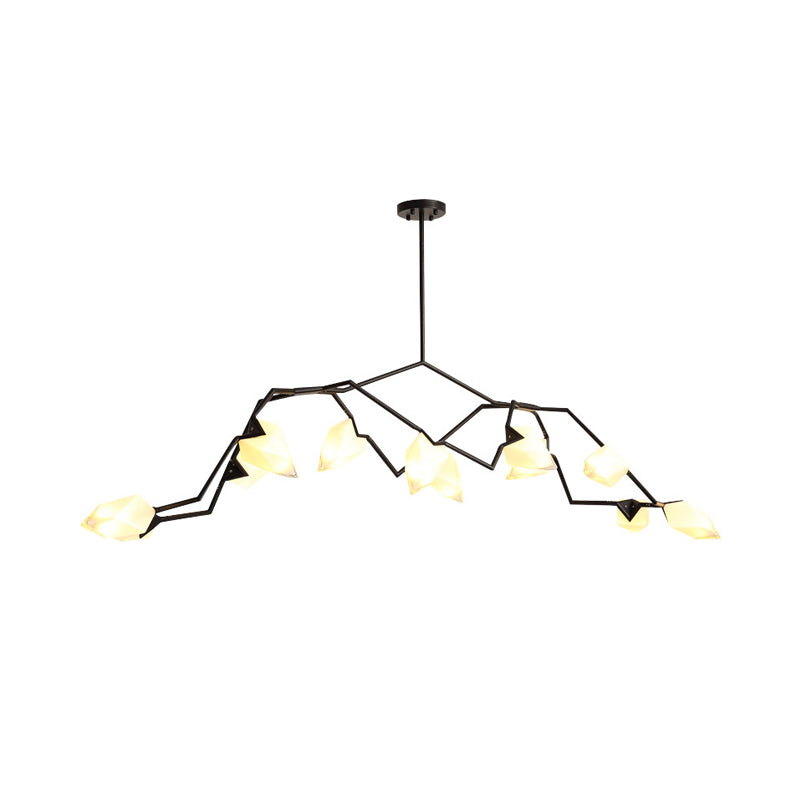 5/8 Lights Dining Room Chandelier Lamp with Branching Design Plastic Shade Modern Style Black/Gold Ceiling Lighting Clearhalo 'Ceiling Lights' 'Chandeliers' 'Modern Chandeliers' 'Modern' Lighting' 597311