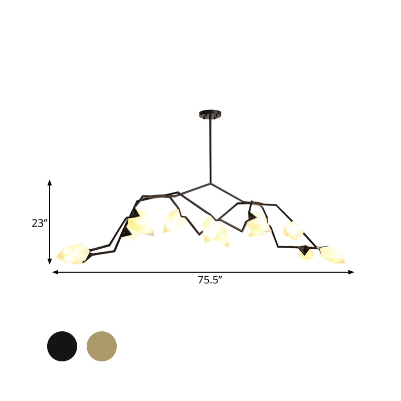 5/8 Lights Dining Room Chandelier Lamp with Branching Design Plastic Shade Modern Style Black/Gold Ceiling Lighting Clearhalo 'Ceiling Lights' 'Chandeliers' 'Modern Chandeliers' 'Modern' Lighting' 597312