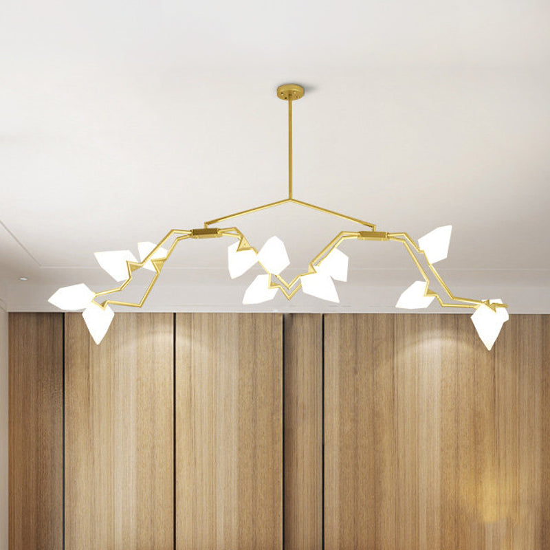 5/8 Lights Dining Room Chandelier Lamp with Branching Design Plastic Shade Modern Style Black/Gold Ceiling Lighting Clearhalo 'Ceiling Lights' 'Chandeliers' 'Modern Chandeliers' 'Modern' Lighting' 597314