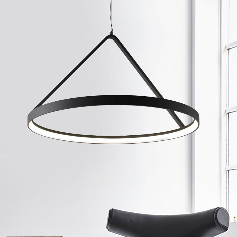 Round Pendant Light Minimalist Acrylic 16"/19.5"23.5" Wide LED Black/White Ceiling Lighting Fixture Black Clearhalo 'Ceiling Lights' 'Modern Pendants' 'Modern' 'Pendant Lights' 'Pendants' Lighting' 597329