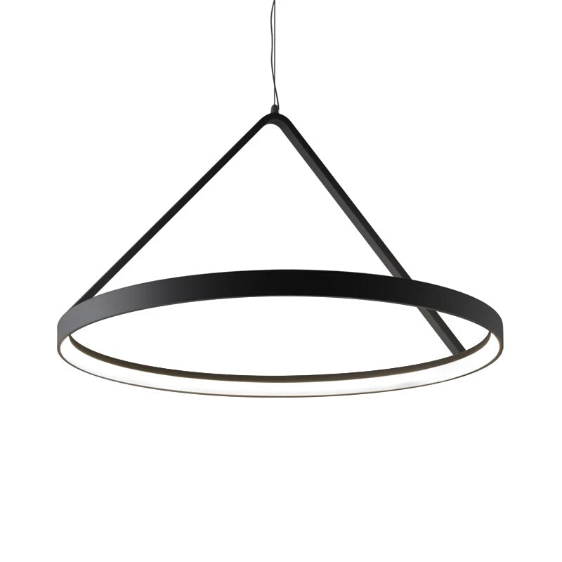 Round Pendant Light Minimalist Acrylic 16"/19.5"23.5" Wide LED Black/White Ceiling Lighting Fixture Clearhalo 'Ceiling Lights' 'Modern Pendants' 'Modern' 'Pendant Lights' 'Pendants' Lighting' 597331