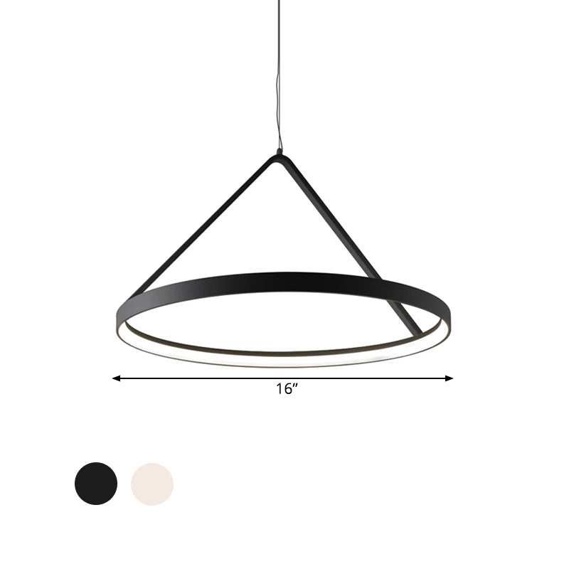 Round Pendant Light Minimalist Acrylic 16"/19.5"23.5" Wide LED Black/White Ceiling Lighting Fixture Clearhalo 'Ceiling Lights' 'Modern Pendants' 'Modern' 'Pendant Lights' 'Pendants' Lighting' 597332