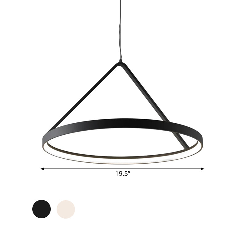 Round Pendant Light Minimalist Acrylic 16"/19.5"23.5" Wide LED Black/White Ceiling Lighting Fixture Clearhalo 'Ceiling Lights' 'Modern Pendants' 'Modern' 'Pendant Lights' 'Pendants' Lighting' 597333