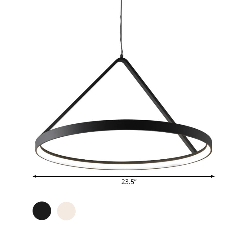 Round Pendant Light Minimalist Acrylic 16"/19.5"23.5" Wide LED Black/White Ceiling Lighting Fixture Clearhalo 'Ceiling Lights' 'Modern Pendants' 'Modern' 'Pendant Lights' 'Pendants' Lighting' 597334