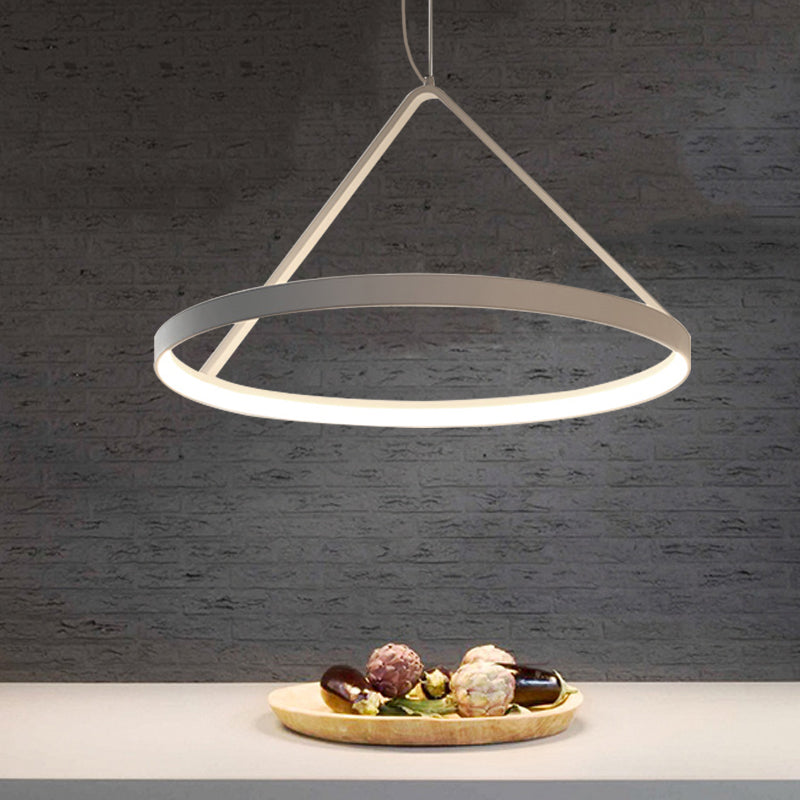 Round Pendant Light Minimalist Acrylic 16"/19.5"23.5" Wide LED Black/White Ceiling Lighting Fixture Clearhalo 'Ceiling Lights' 'Modern Pendants' 'Modern' 'Pendant Lights' 'Pendants' Lighting' 597336