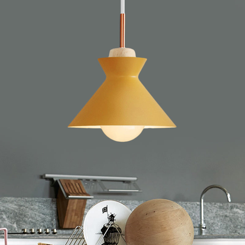 Dome/Cone Metal Hanging Pendant Light Contemporary 1 Light Grey/Yellow/Green Ceiling Light Clearhalo 'Ceiling Lights' 'Modern Pendants' 'Modern' 'Pendant Lights' 'Pendants' Lighting' 597339