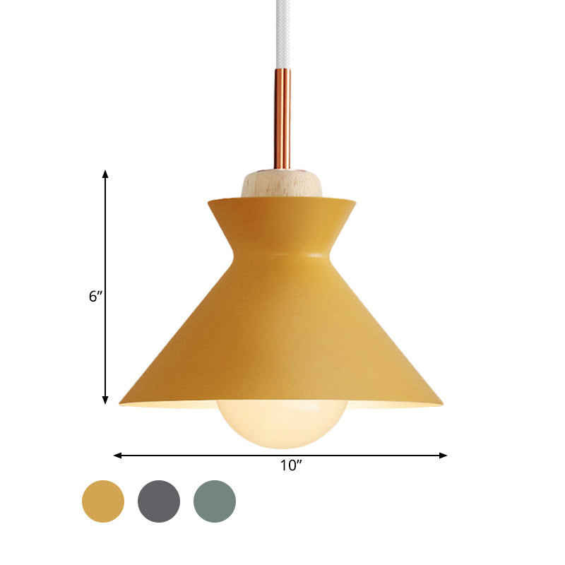 Dome/Cone Metal Hanging Pendant Light Contemporary 1 Light Grey/Yellow/Green Ceiling Light Clearhalo 'Ceiling Lights' 'Modern Pendants' 'Modern' 'Pendant Lights' 'Pendants' Lighting' 597341