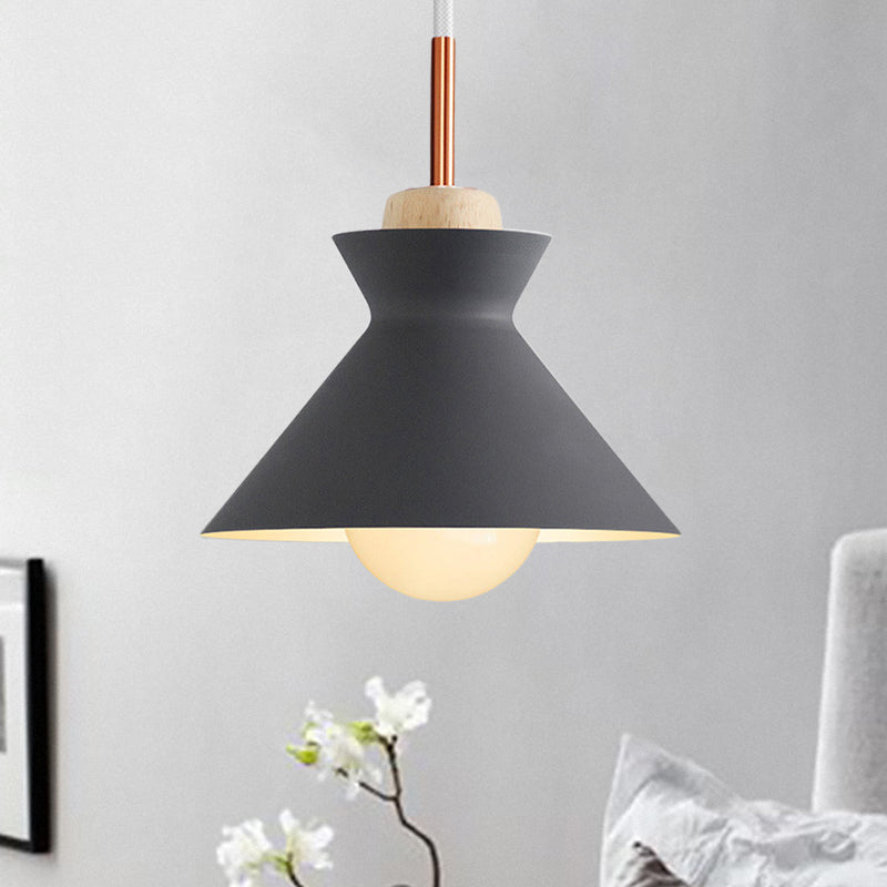 Dome/Cone Metal Hanging Pendant Light Contemporary 1 Light Grey/Yellow/Green Ceiling Light Grey Cone Clearhalo 'Ceiling Lights' 'Modern Pendants' 'Modern' 'Pendant Lights' 'Pendants' Lighting' 597342