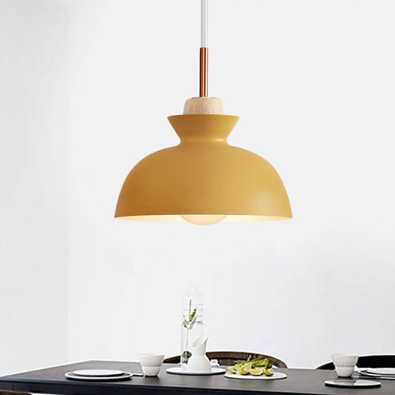 Dome/Cone Metal Hanging Pendant Light Contemporary 1 Light Grey/Yellow/Green Ceiling Light Clearhalo 'Ceiling Lights' 'Modern Pendants' 'Modern' 'Pendant Lights' 'Pendants' Lighting' 597349