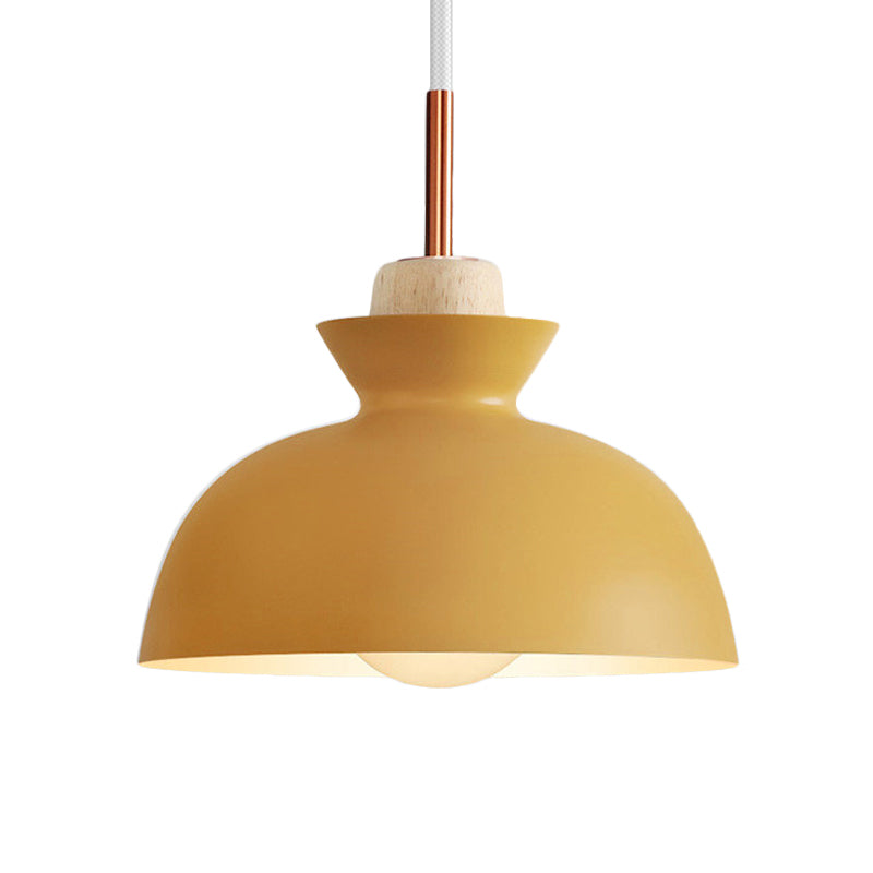 Dome/Cone Metal Hanging Pendant Light Contemporary 1 Light Grey/Yellow/Green Ceiling Light Clearhalo 'Ceiling Lights' 'Modern Pendants' 'Modern' 'Pendant Lights' 'Pendants' Lighting' 597350