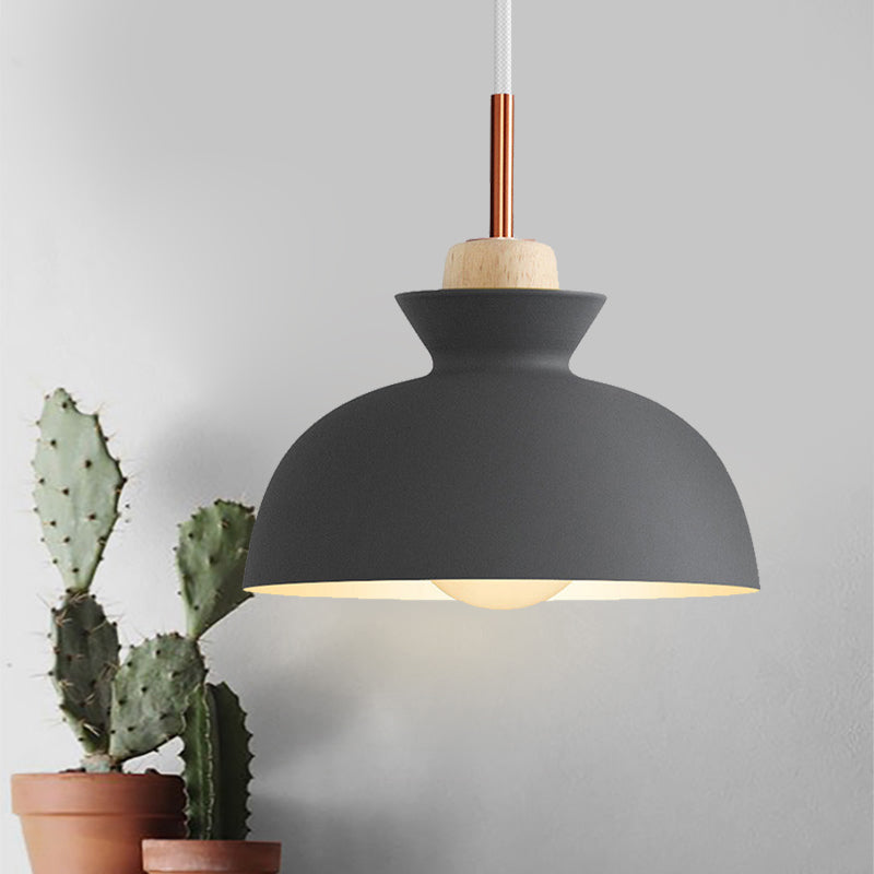 Dome/Cone Metal Hanging Pendant Light Contemporary 1 Light Grey/Yellow/Green Ceiling Light Grey Dome Clearhalo 'Ceiling Lights' 'Modern Pendants' 'Modern' 'Pendant Lights' 'Pendants' Lighting' 597352