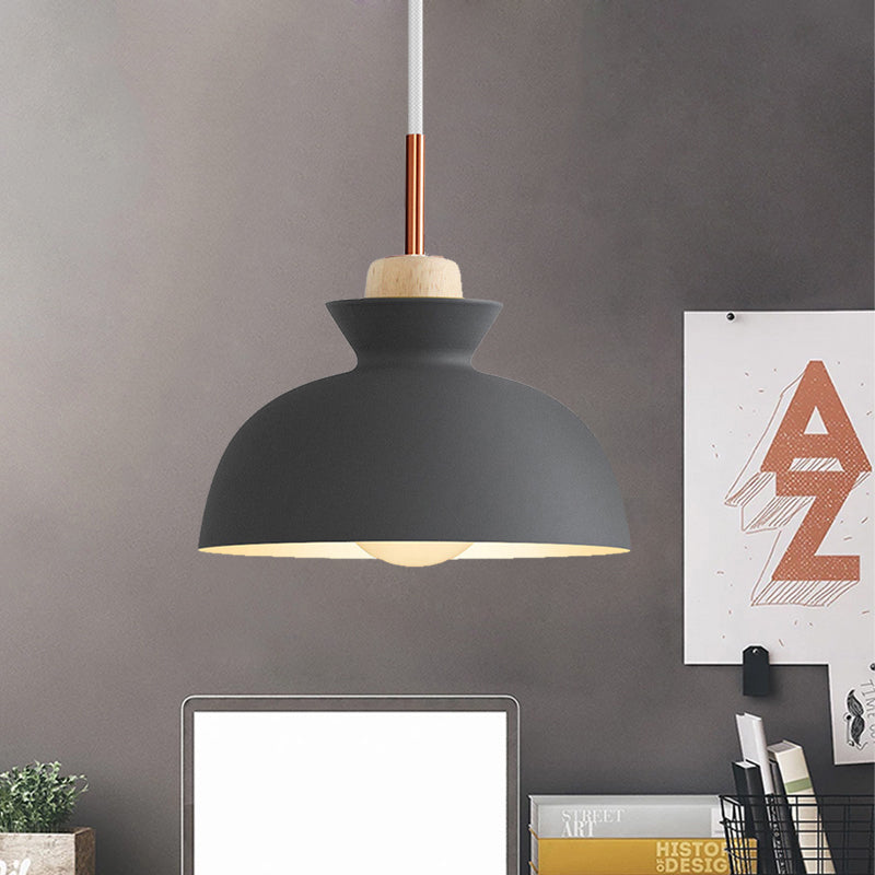 Dome/Cone Metal Hanging Pendant Light Contemporary 1 Light Grey/Yellow/Green Ceiling Light Clearhalo 'Ceiling Lights' 'Modern Pendants' 'Modern' 'Pendant Lights' 'Pendants' Lighting' 597353