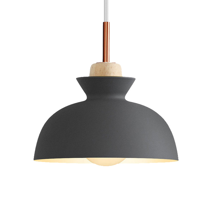 Dome/Cone Metal Hanging Pendant Light Contemporary 1 Light Grey/Yellow/Green Ceiling Light Clearhalo 'Ceiling Lights' 'Modern Pendants' 'Modern' 'Pendant Lights' 'Pendants' Lighting' 597354