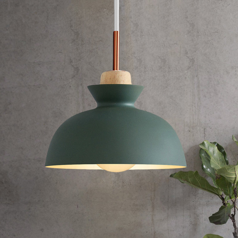 Dome/Cone Metal Hanging Pendant Light Contemporary 1 Light Grey/Yellow/Green Ceiling Light Green Dome Clearhalo 'Ceiling Lights' 'Modern Pendants' 'Modern' 'Pendant Lights' 'Pendants' Lighting' 597355