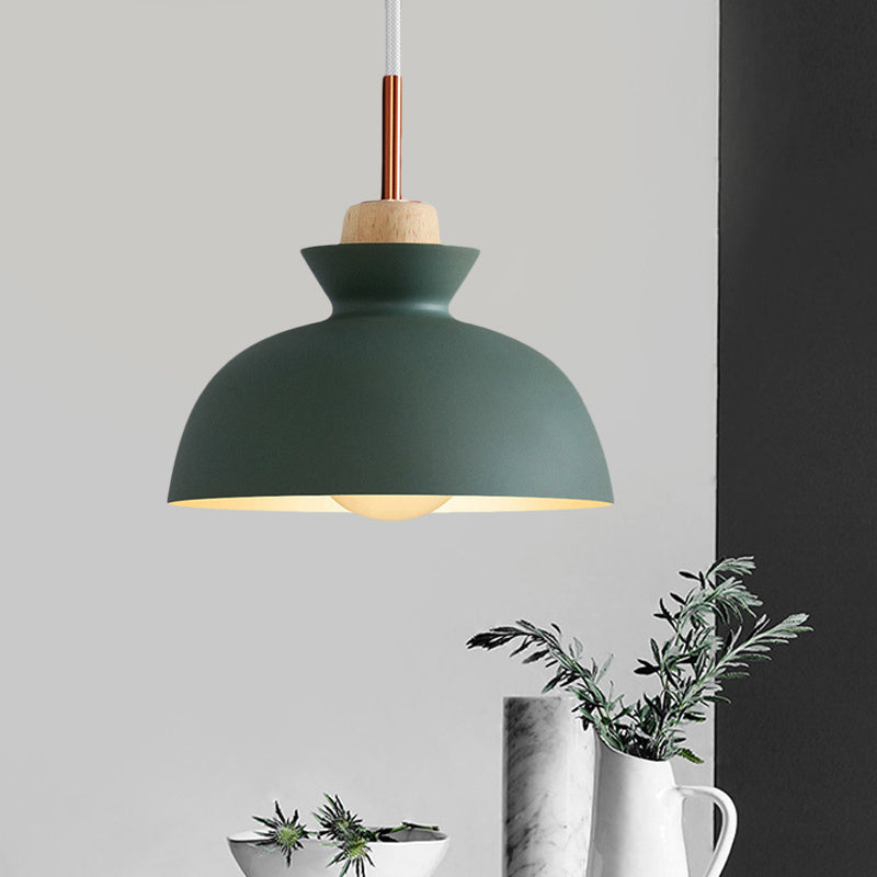 Dome/Cone Metal Hanging Pendant Light Contemporary 1 Light Grey/Yellow/Green Ceiling Light Clearhalo 'Ceiling Lights' 'Modern Pendants' 'Modern' 'Pendant Lights' 'Pendants' Lighting' 597356