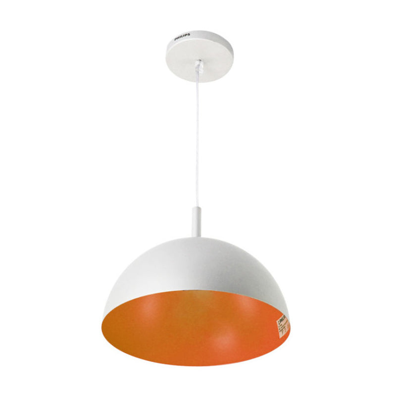 Dome Ceiling Lamp Simple Style Metal 1 Light Orange/Blue/Chrome Pendant Light Fixture for Dining Room, 10"/16" Wide Clearhalo 'Ceiling Lights' 'Modern Pendants' 'Modern' 'Pendant Lights' 'Pendants' Lighting' 597416