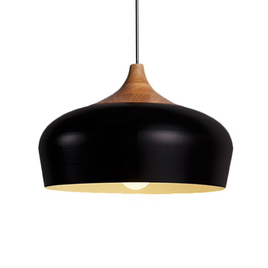 Nordic Metal Hanging Lamp with Bowl Shade 1 Light Black/White Suspension Light for Dining Room, 12"/14" Wide Clearhalo 'Ceiling Lights' 'Modern Pendants' 'Modern' 'Pendant Lights' 'Pendants' Lighting' 597432