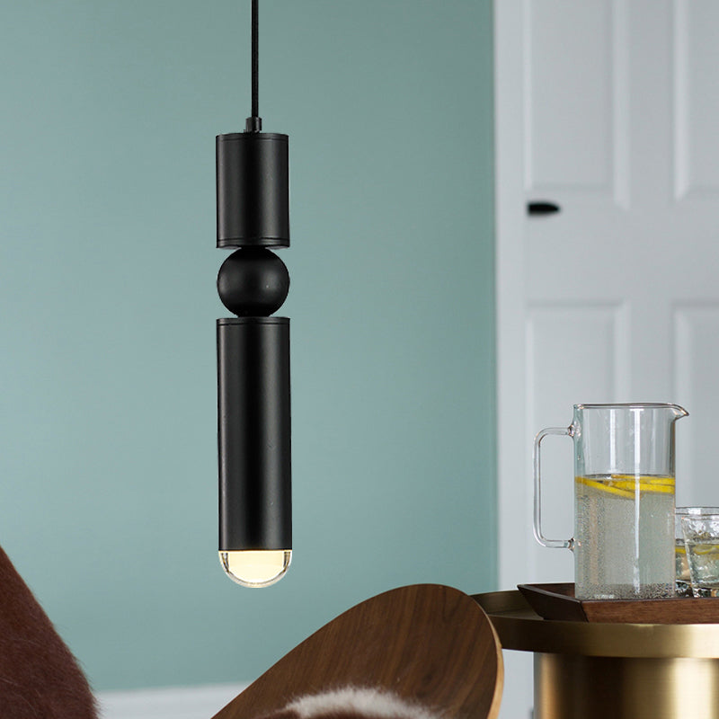 Modern Tube Hanging Light Metal Black/White/Brass LED Suspension Pendant for Dining Room in Warm Light Clearhalo 'Ceiling Lights' 'Modern Pendants' 'Modern' 'Pendant Lights' 'Pendants' Lighting' 597473