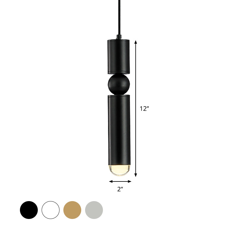 Modern Tube Hanging Light Metal Black/White/Brass LED Suspension Pendant for Dining Room in Warm Light Clearhalo 'Ceiling Lights' 'Modern Pendants' 'Modern' 'Pendant Lights' 'Pendants' Lighting' 597475