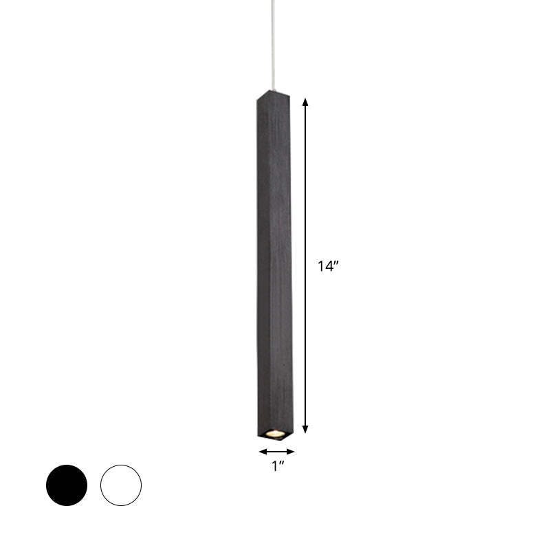 Modern Cuboid Ceiling Light Metal Single Head Black/White Living Room LED Pendant Light Fixture Clearhalo 'Ceiling Lights' 'Modern Pendants' 'Modern' 'Pendant Lights' 'Pendants' Lighting' 597492