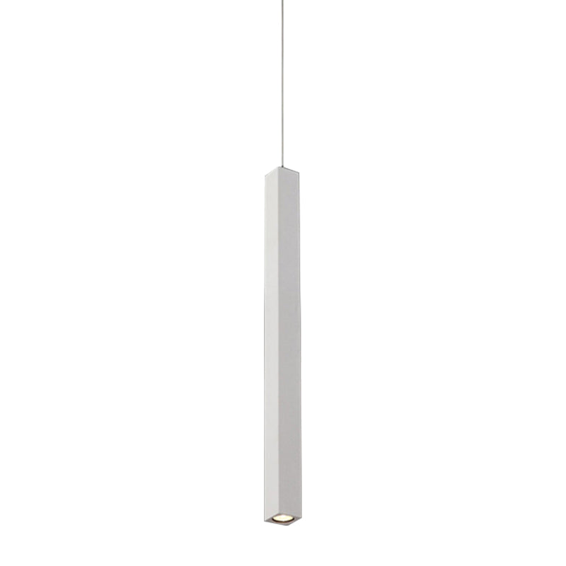 Modern Cuboid Ceiling Light Metal Single Head Black/White Living Room LED Pendant Light Fixture Clearhalo 'Ceiling Lights' 'Modern Pendants' 'Modern' 'Pendant Lights' 'Pendants' Lighting' 597496