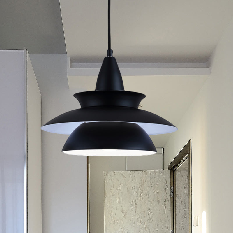 Tiered Hanging Light Fixture Macaron Stylish Aluminum 1 Head Black/White Adjustable Ceiling Lighting for Living Room Clearhalo 'Ceiling Lights' 'Modern Pendants' 'Modern' 'Pendant Lights' 'Pendants' Lighting' 597503