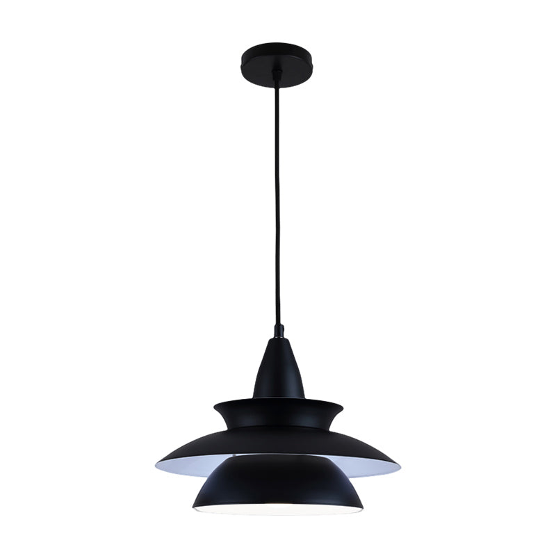 Tiered Hanging Light Fixture Macaron Stylish Aluminum 1 Head Black/White Adjustable Ceiling Lighting for Living Room Clearhalo 'Ceiling Lights' 'Modern Pendants' 'Modern' 'Pendant Lights' 'Pendants' Lighting' 597504