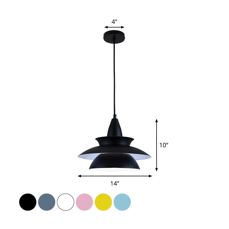 Tiered Hanging Light Fixture Macaron Stylish Aluminum 1 Head Black/White Adjustable Ceiling Lighting for Living Room Clearhalo 'Ceiling Lights' 'Modern Pendants' 'Modern' 'Pendant Lights' 'Pendants' Lighting' 597505