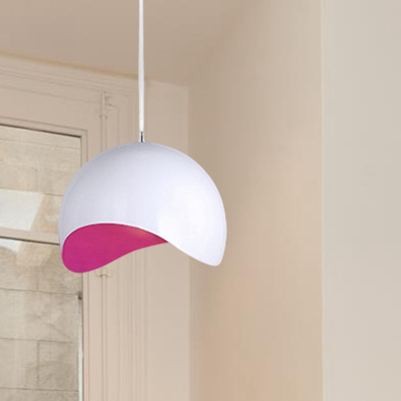 Waveforms Dome Ceiling Light Modern Style Metal 1 Bulb Inner Pink/Yellow Height Adjustable Hanging Fixture, 8"/12" W Clearhalo 'Ceiling Lights' 'Modern Pendants' 'Modern' 'Pendant Lights' 'Pendants' Lighting' 597533