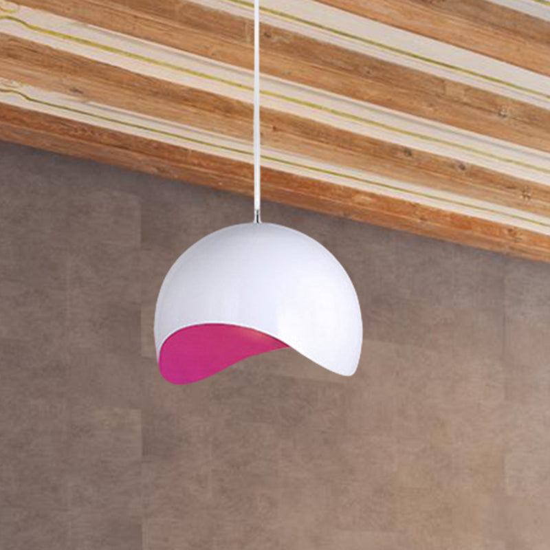 Waveforms Dome Ceiling Light Modern Style Metal 1 Bulb Inner Pink/Yellow Height Adjustable Hanging Fixture, 8"/12" W Clearhalo 'Ceiling Lights' 'Modern Pendants' 'Modern' 'Pendant Lights' 'Pendants' Lighting' 597534