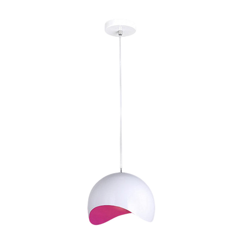 Waveforms Dome Ceiling Light Modern Style Metal 1 Bulb Inner Pink/Yellow Height Adjustable Hanging Fixture, 8"/12" W Clearhalo 'Ceiling Lights' 'Modern Pendants' 'Modern' 'Pendant Lights' 'Pendants' Lighting' 597535